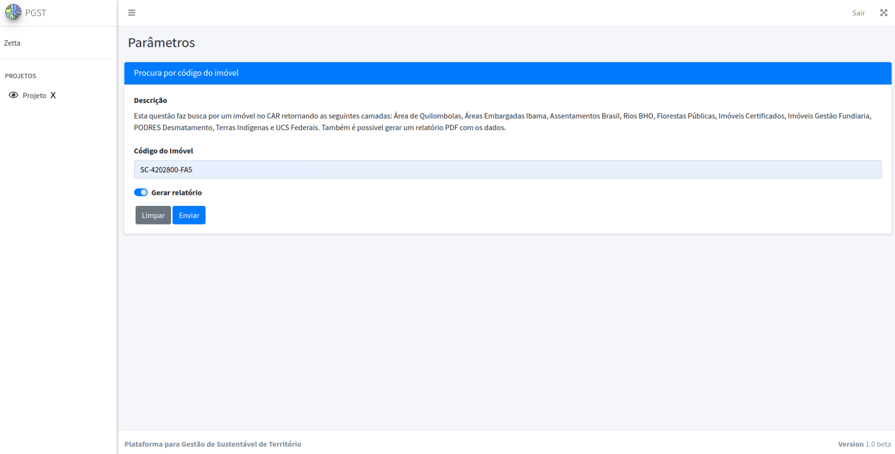 Tela da pergunta 1 do Portal